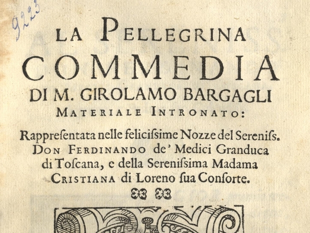 Page de titre de l'édition de 1591 de La Pellegrina © Comune di Firenze