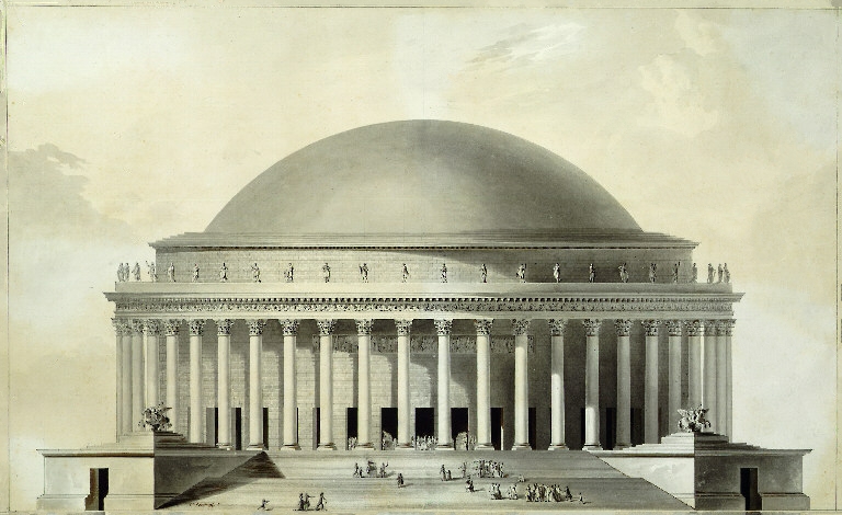Etienne-Louis Boullée, Projet pour l’opéra de Paris, dessin encre de Chine et lavis, 1781 © Bibliothèque Nationale de France